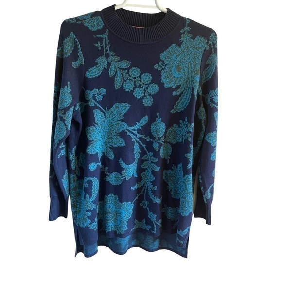 Isaac Mizrahi Live! Jacquard Mock Neck Pullover Sweater NWOT blue size 1X - Picture 3 of 10